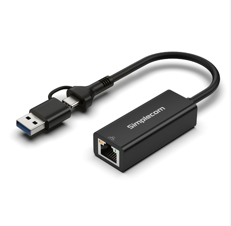 Simplecom NU315C SuperSpeed USB-C and USB-A to Gigabit Ethernet Adapter image 1