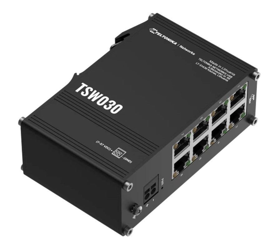 Teltonika TSW030 8-PORT ETHERNET SWITCH, 2-PIN Power Input, 10/100 Mbps,Integrea image 2