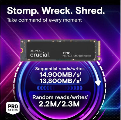 Crucial T710 2TB PCIe Gen5 NVMe 2280 SSD - 14500/13800 MB/s R/W 1200TBW 1500K IO image 1