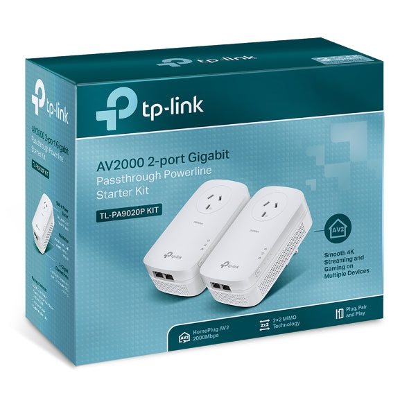 TP-Link TL-PA9020P KIT AV2000 2-Port Gigabit Passthrough Powerline Starter Kit, image 0