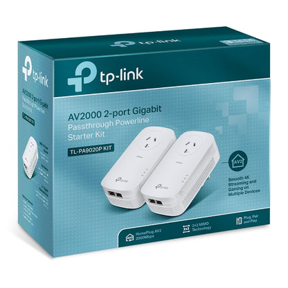 TP-Link TL-PA9020P KIT AV2000 2-Port Gigabit Passthrough Powerline Starter Kit, image 0