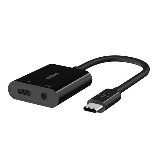 Belkin RockStar 3.5mm Audio + USB-C Charge Adapter - Black(NPA004btBK), 60W PD, image 1