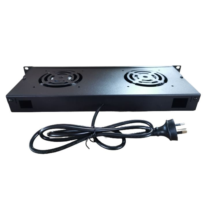 LDR 2 Way Rackmountable Fan Kit with power switch - 2x Fans - 1U Size - Black Me image 1