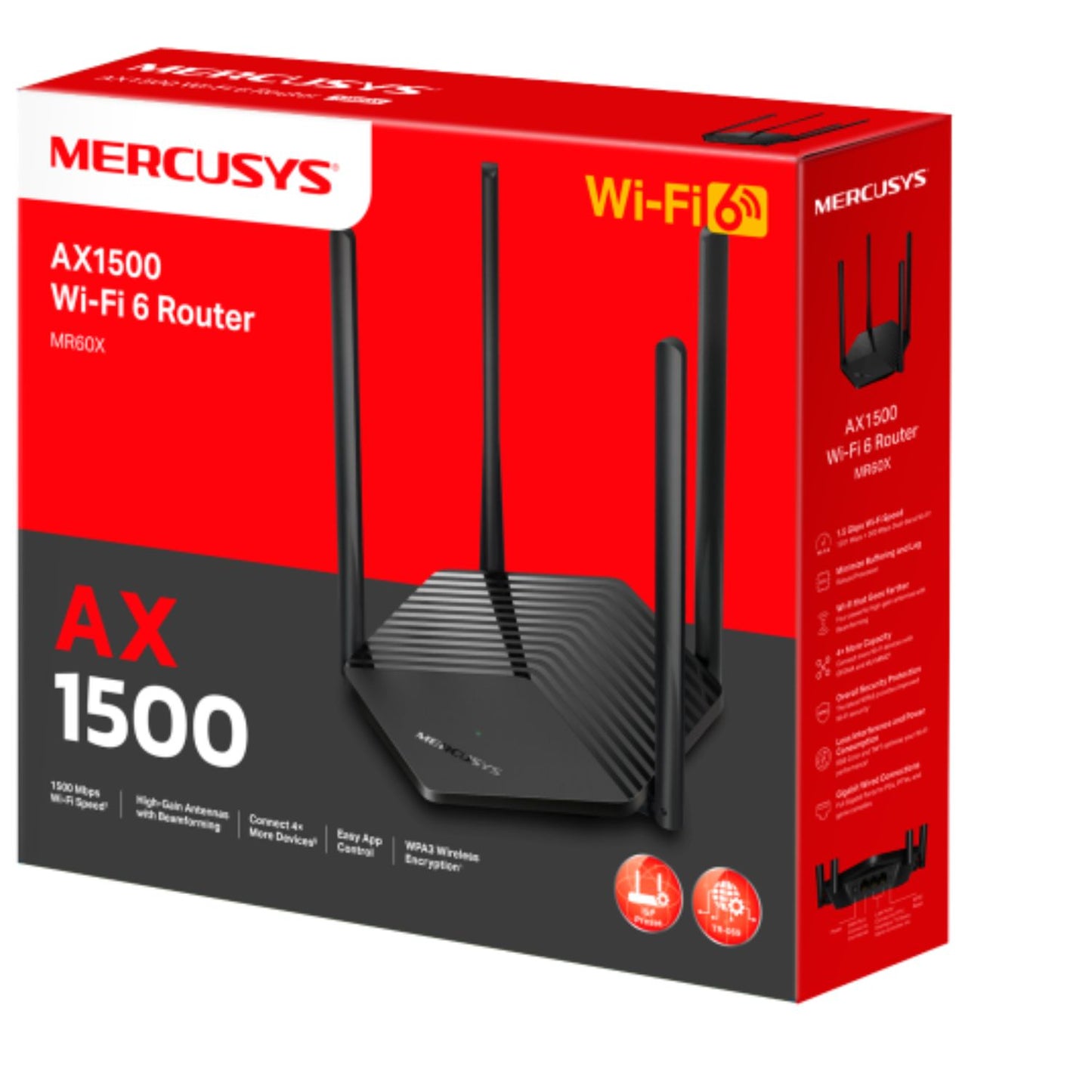 Mercusys MR60X AX1500 WiFi 6 Router, Up to 1.5Gbps, OFDMA, MU-MIMO, WPA3 image 2