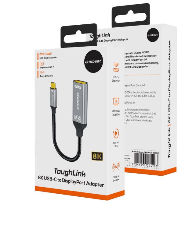 mbeat Tough Link 8K USB-C to DP Adapter - Space Grey USB-C (male) to DisplayPort image 3