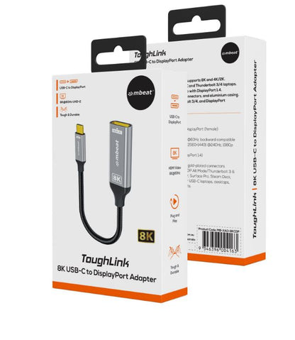 mbeat Tough Link 8K USB-C to DP Adapter - Space Grey USB-C (male) to DisplayPort image 3