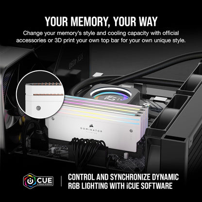 Corsair DOMINATOR® TITANIUM RGB 96GB (2x48GB) DDR5 DRAM 6600MT/s CL32 Intel XMP image 2