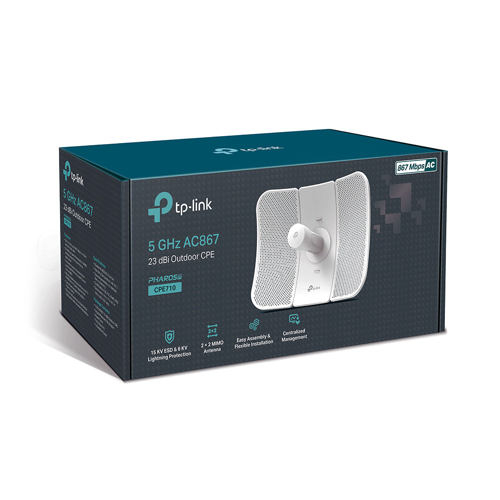 TP-Link CPE710 5GHz AC 867Mbps 23dBi High-gain Directional Outdoor CPE, IP65 Wea image 0