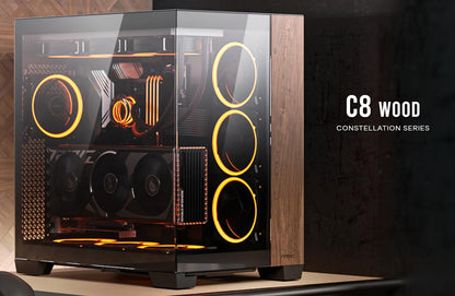 Antec C8 Wood E-ATX, ATX, Seamless Edge View Front and Side, USB-C, 4mm Tempered image 0