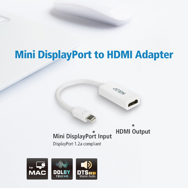 Aten Mini DisplayPort to HDMI Adapter, Supports VGA, SVGA, XGA, SXGA, UXGA and r image 0