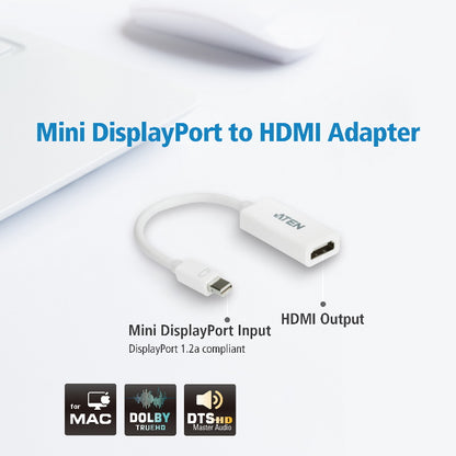 Aten Mini DisplayPort to HDMI Adapter, Supports VGA, SVGA, XGA, SXGA, UXGA and r image 0