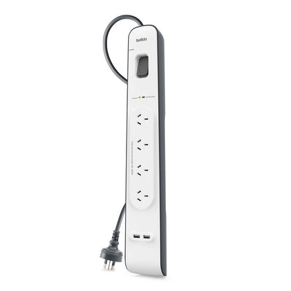 Belkin BSV401 4-Outlet 2-Meter Surge Protection Strip with two 2.4 amp USB charg image 1