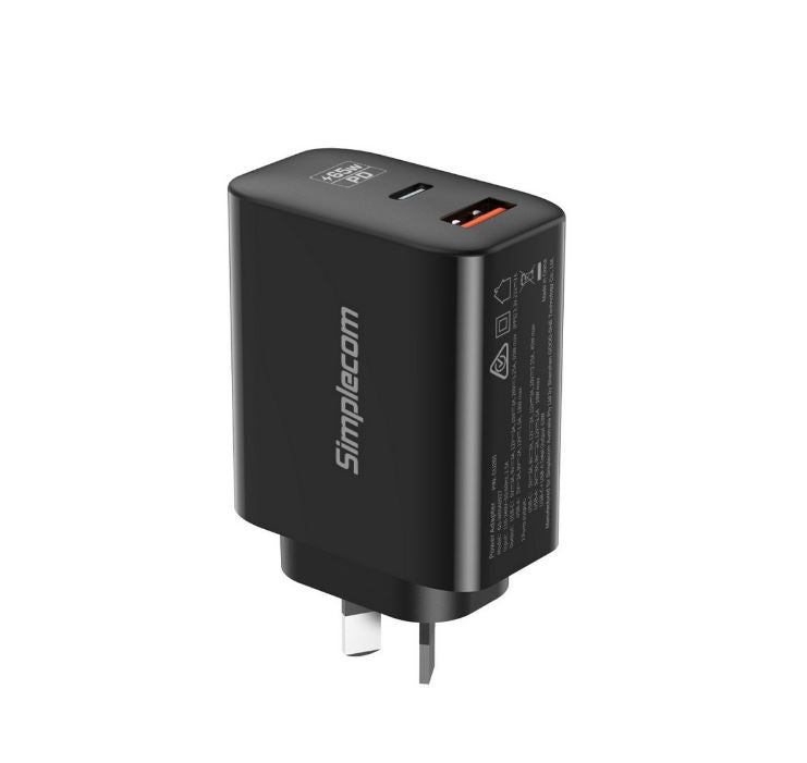 Simplecom CU265 Dual Port PD 65W GaN Fast Wall Charger USB-C + USB-A for Phone L image 1