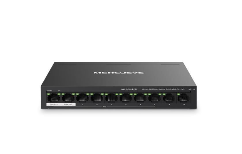 Mercusys MS110P 10-Port 10/100Mbps Desktop Switch with 8-Port PoE+, Up to 250 m image 0