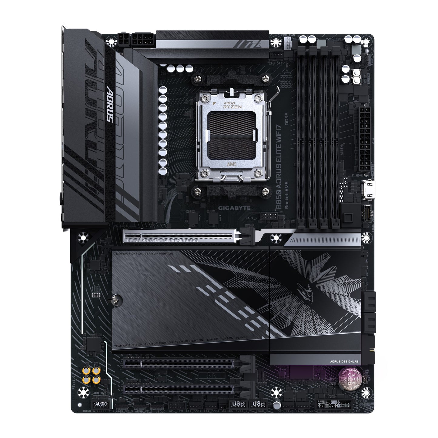 Gigabyte B850 A ELITE WF7 1.0, AMD AM5, 4 x DDR5 up to 256 GB, 1 x HDMI. 3x PCI image 1