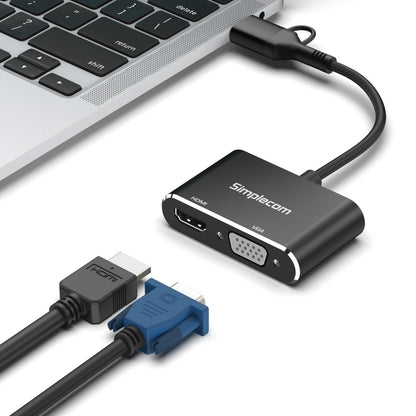 Simplecom DA326C USB 3.0 and USB-C to HDMI + VGA Video Card Adapter Full HD 1080 image 1