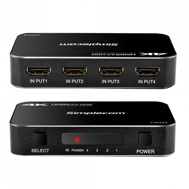Simplecom CM324 4 Way HDMI 2.0 Switch 4 IN 1 OUT Ultra HD 4K 60Hz HDR HDCP 2.2 image 1
