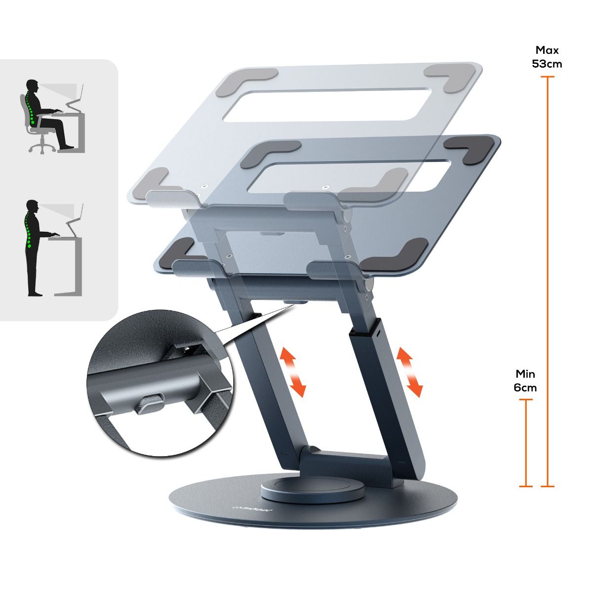 mbeat Stage S9 Rotating Laptop Stand with Telescopic Height Adjustment image 1