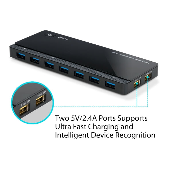 TP-Link UH720 USB 3.0 7-Port Hub with 2 Charging Ports 5V/2.4A 5Gbps transfer sp image 3