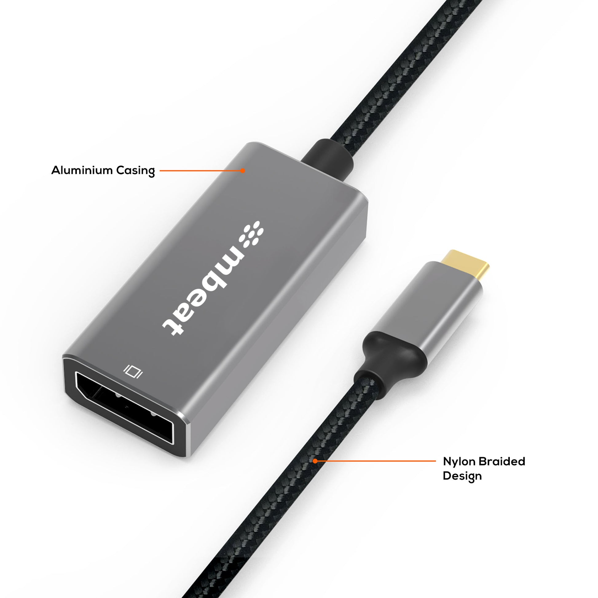 mbeat Elite USB-C to Display Port Adapter  -Converts USB-C to DisplayPort female image 1
